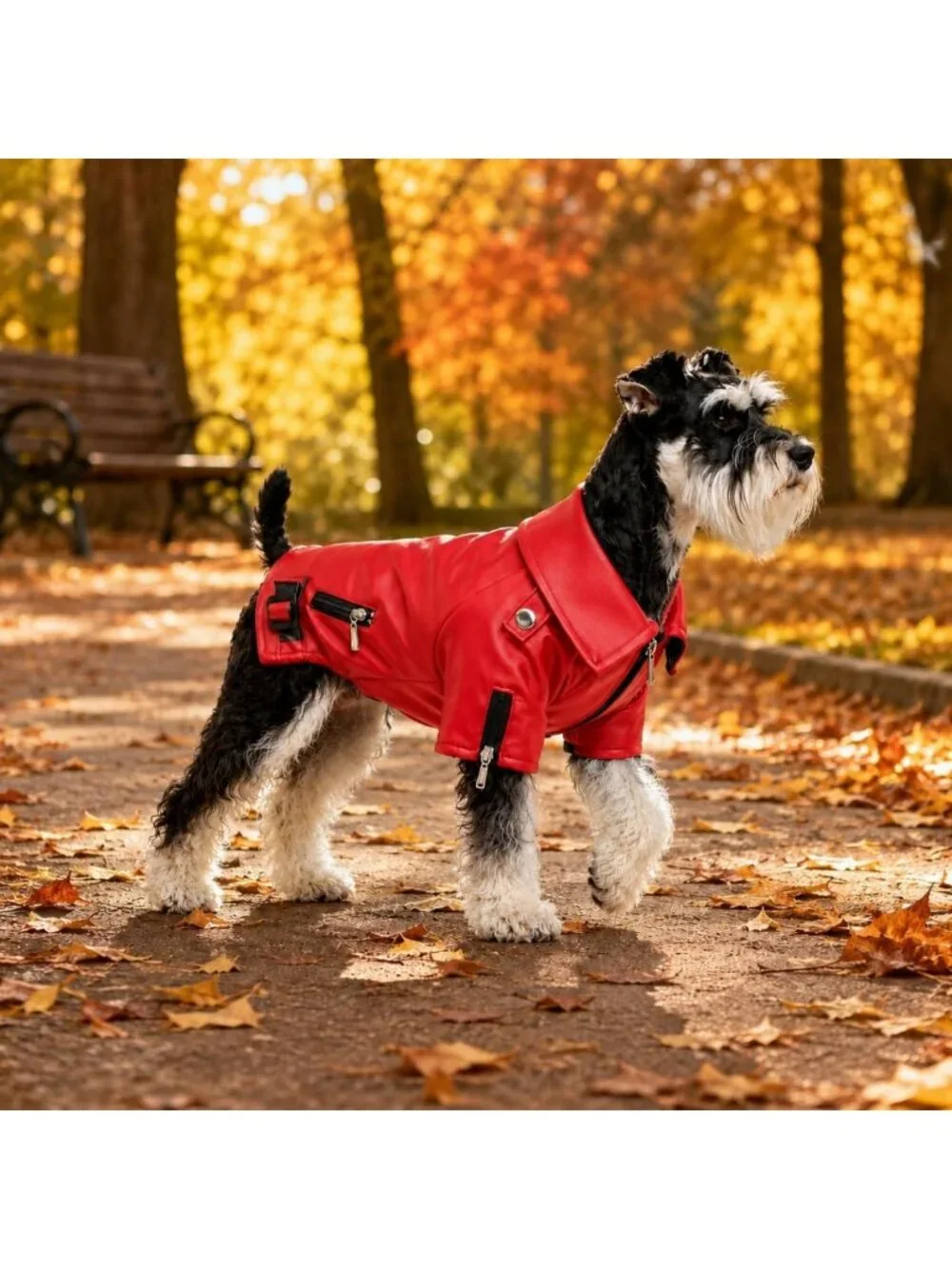 Stylish Dog Leather Jacket - Warm Windproof Coat for Small to Large Dogs, Red XS
